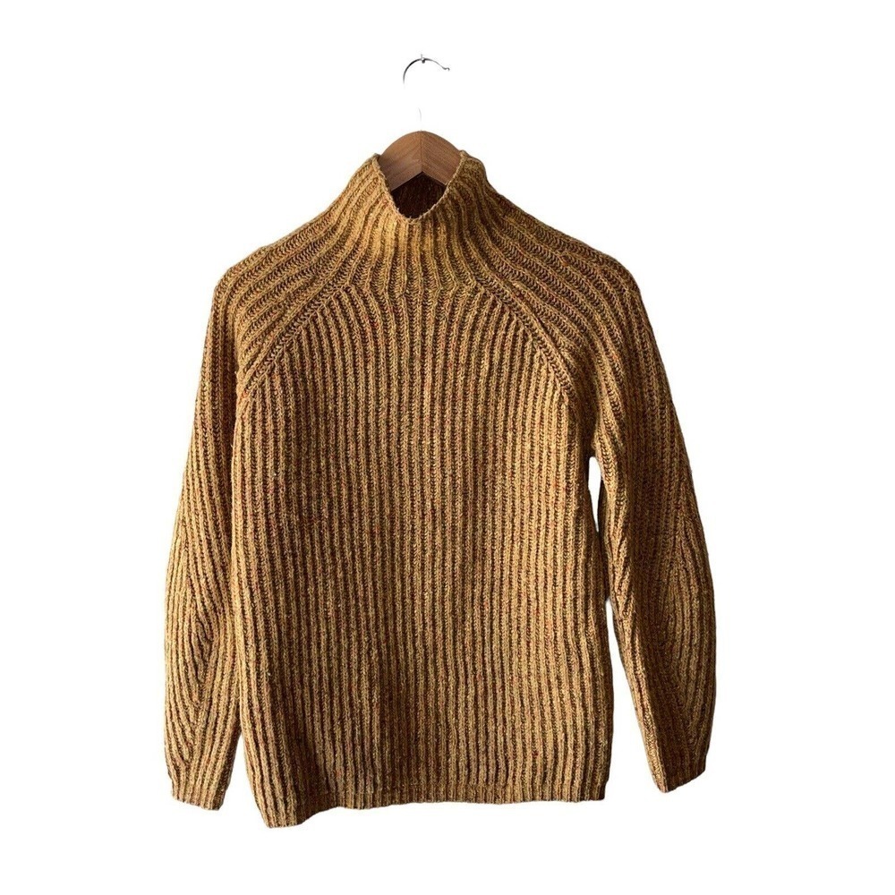 Faherty XS Apricot Tweed Wool Alpaca Blend Mock Neck Sweater - New